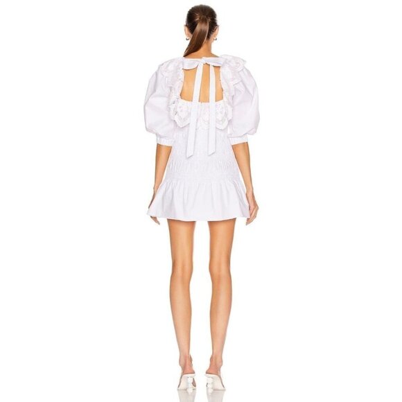 NWT Self-Portrait White Cotton Poplin Mini Dress $475 - Picture 4 of 9